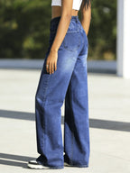 Women’s High-Waisted Wide Leg Jeans – Stretchy Straight Fit Casual Denim