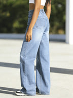Women’s High-Waisted Wide Leg Jeans – Stretchy Straight Fit Casual Denim