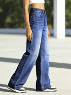 Women’s High-Waisted Wide Leg Jeans – Stretchy Straight Fit Casual Denim