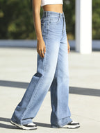 Women’s High-Waisted Wide Leg Jeans – Stretchy Straight Fit Casual Denim