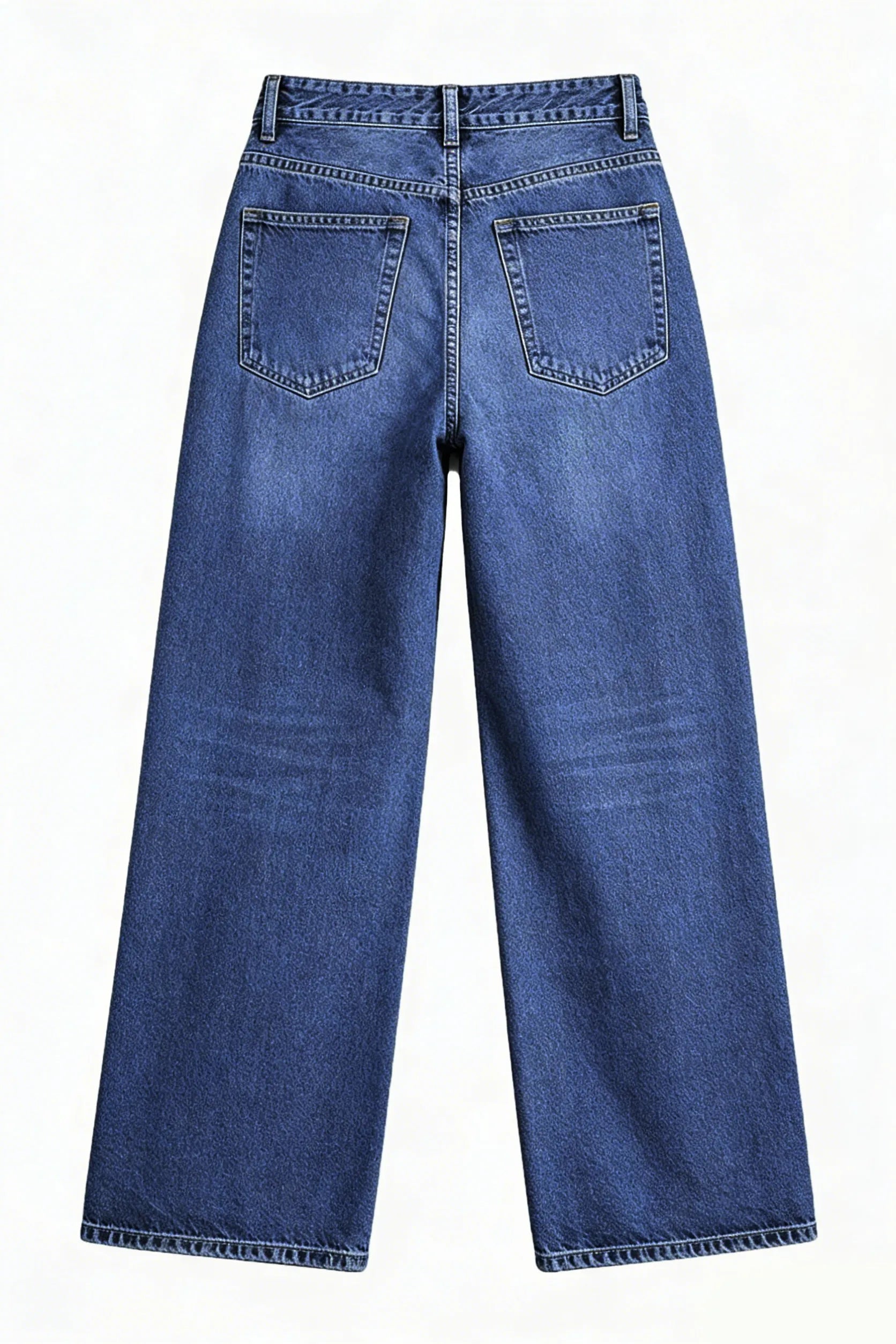 Women's Dark Blue High Waist Jeans (Wide Leg) | skyllc XS-XXL