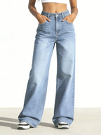 Women’s High-Waisted Wide Leg Jeans – Stretchy Straight Fit Casual Denim