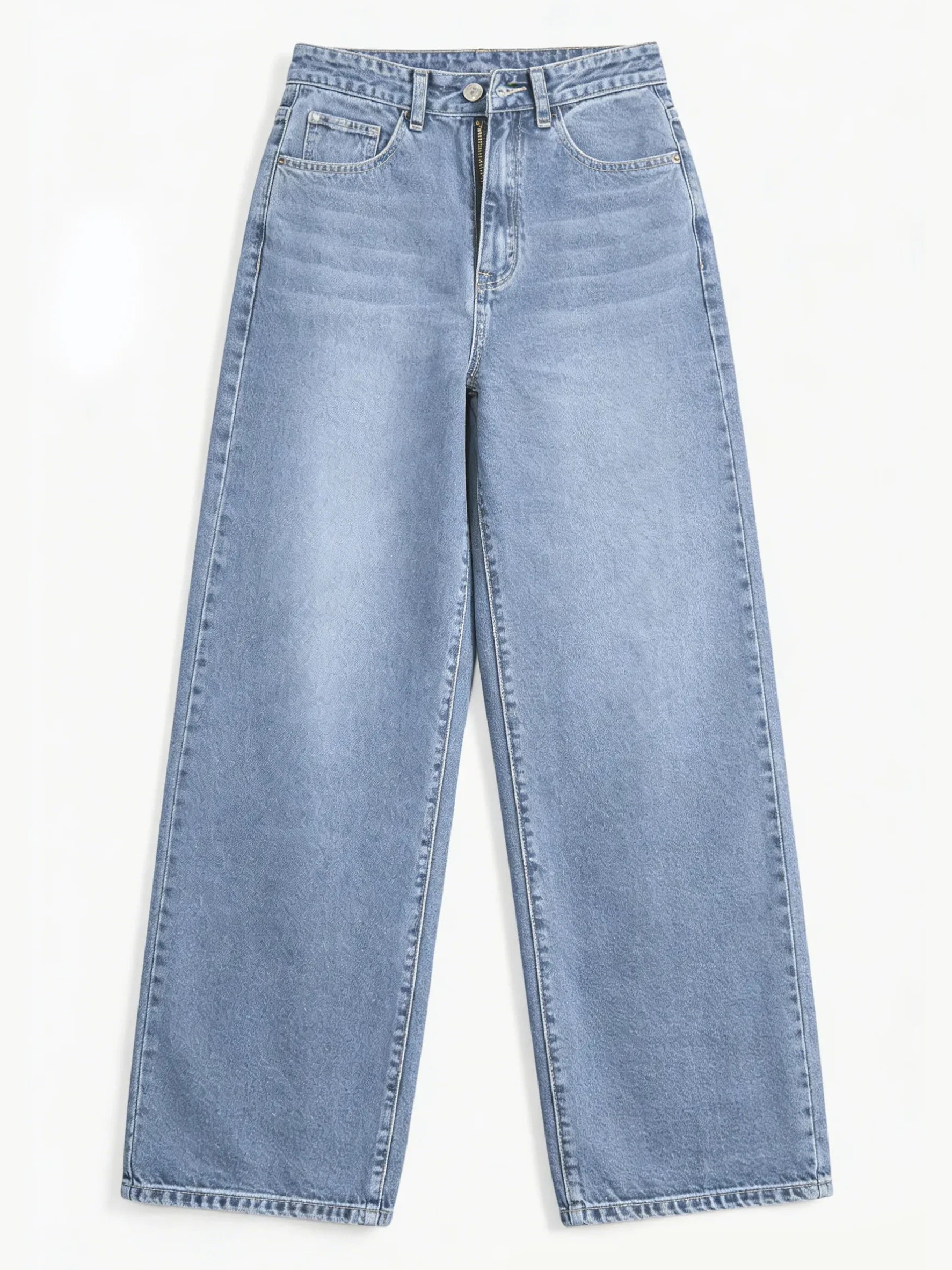 Women’s High-Waisted Wide Leg Jeans – Stretchy Straight Fit Casual Denim