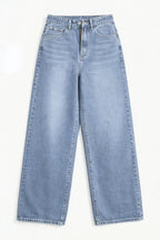 Women’s High-Waisted Wide Leg Jeans – Stretchy Straight Fit Casual Denim
