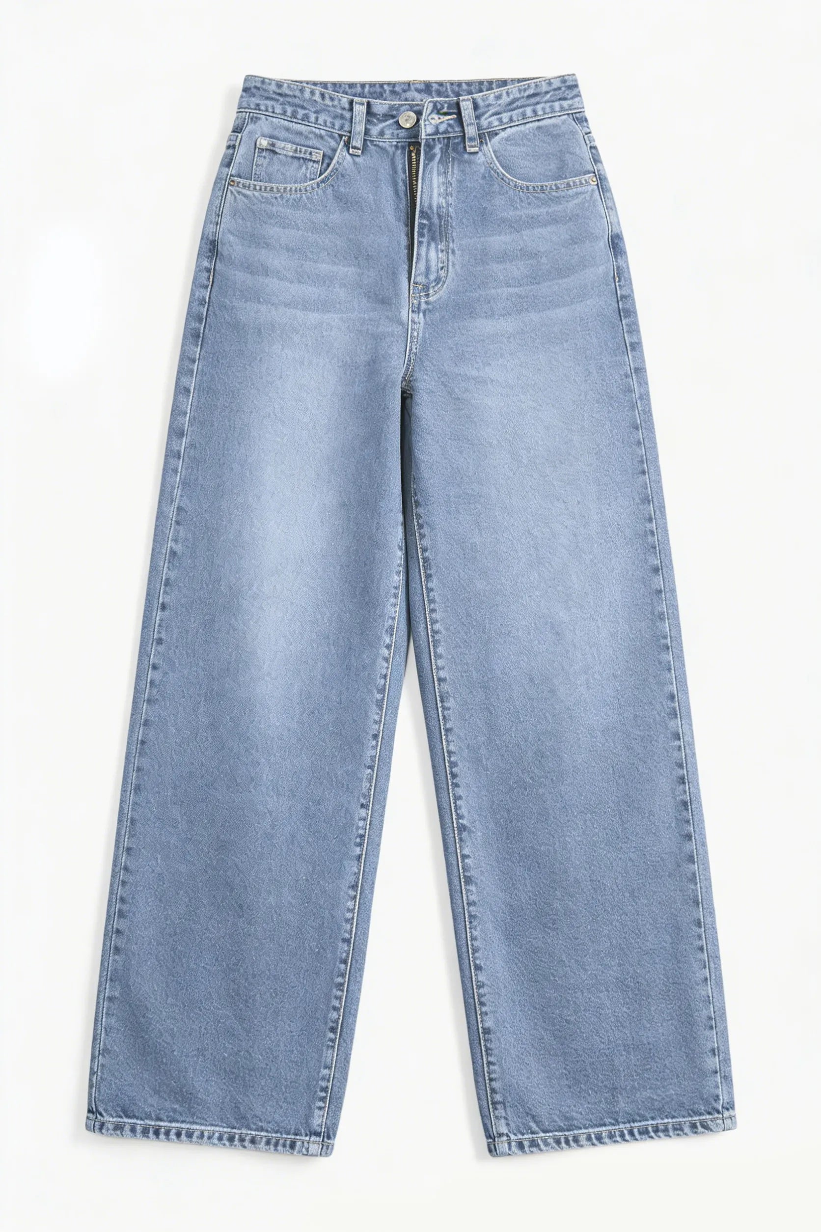 Women's Light Blue High Waist Jeans (Wide Leg) | skyllc XS-XXL