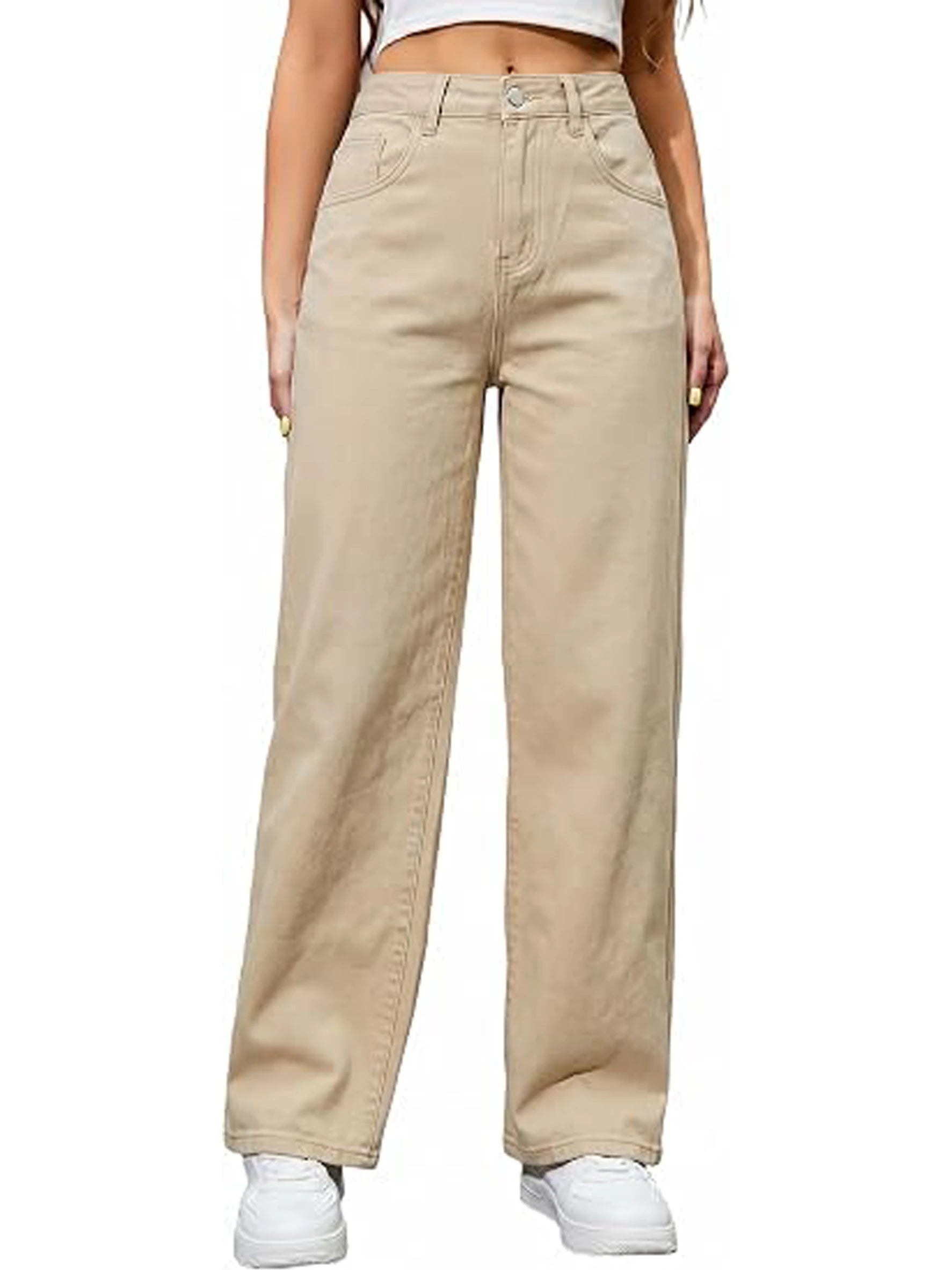 Skyllc Women's Straight Leg High Waisted Stretchy Loose Jeans