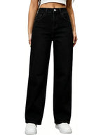 Skyllc Women's Straight Leg High Waisted Stretchy Loose Jeans